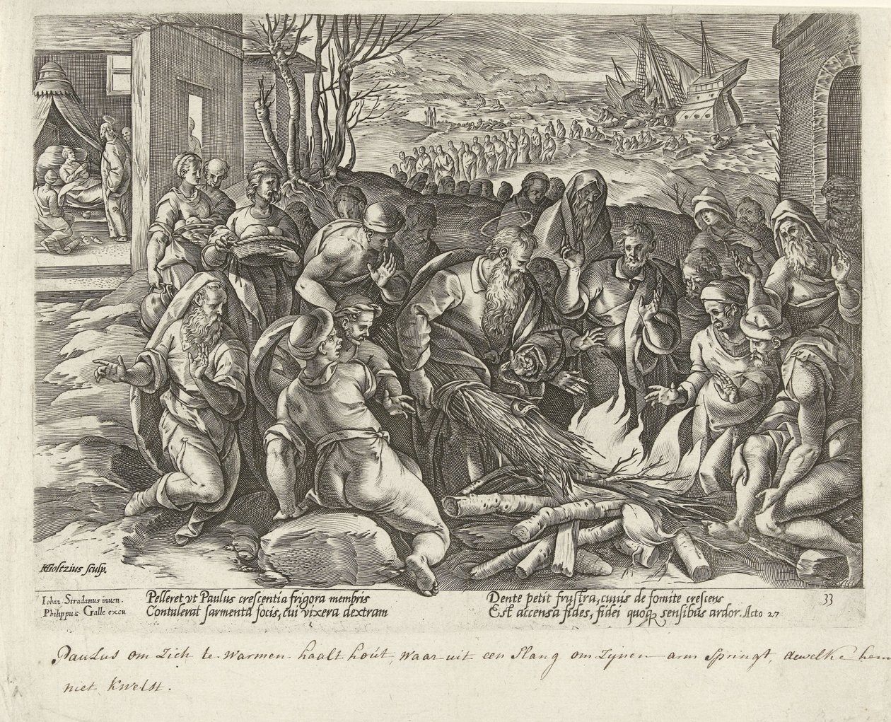 Paul Bitten by a Viper in Malta by Hendrick Goltzius