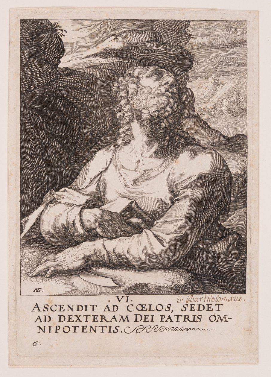 St Bartholomew, from Christ, the Apostles and St Paul with the Creed by Hendrick Goltzius
