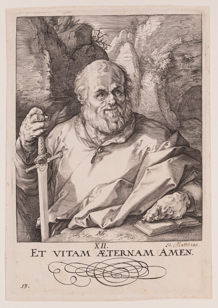 St Matthias, from Christ, the Apostles and St Paul with the Creed by Hendrick Goltzius