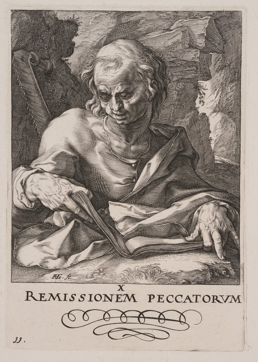 St Simon, from Christ, the Apostles and St Paul with the Creed by Hendrick Goltzius