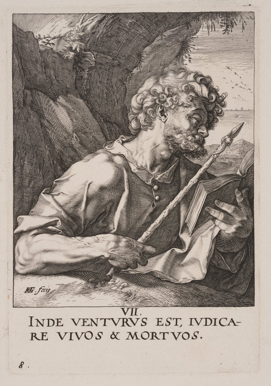 St Thomas, from Christ, the Apostles and St Paul with the Creed by Hendrick Goltzius