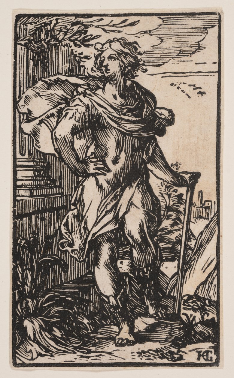 Standing Young Man with a Cane by Hendrick Goltzius