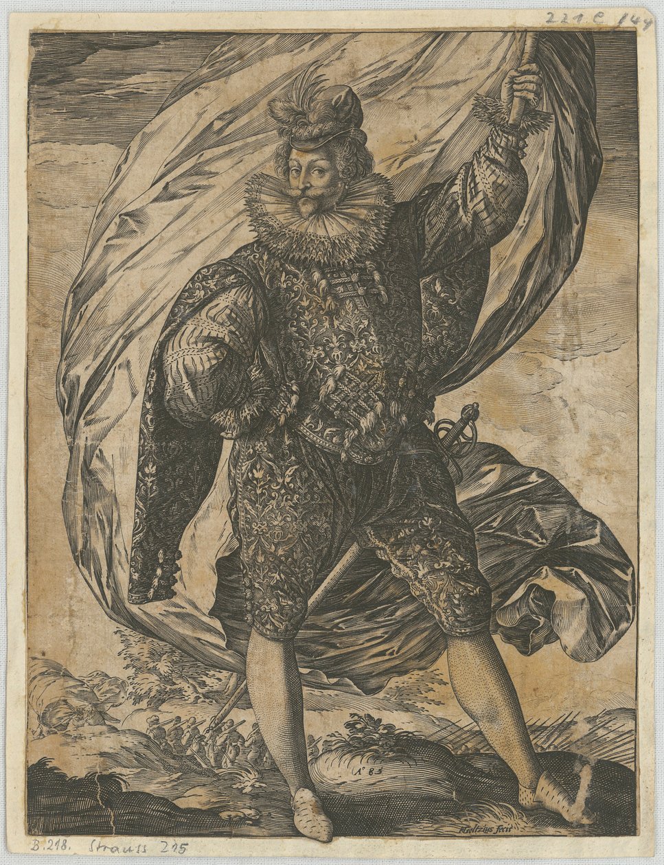 Standing Standard Bearer, Head Turned to the Left by Hendrick Goltzius