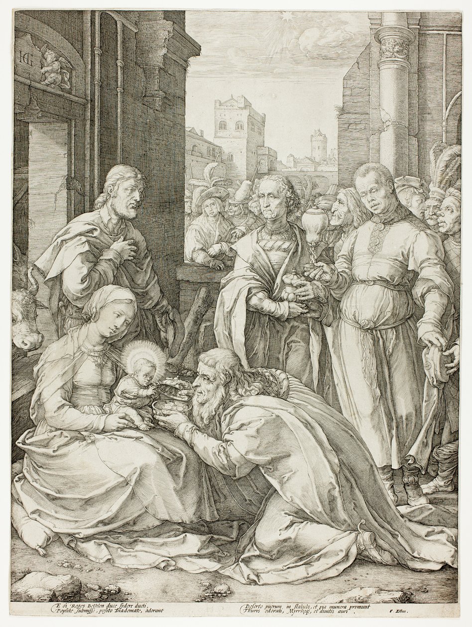 The Adoration of the Magi (plate five from The Birth and Early Life of Christ) by Hendrick Goltzius