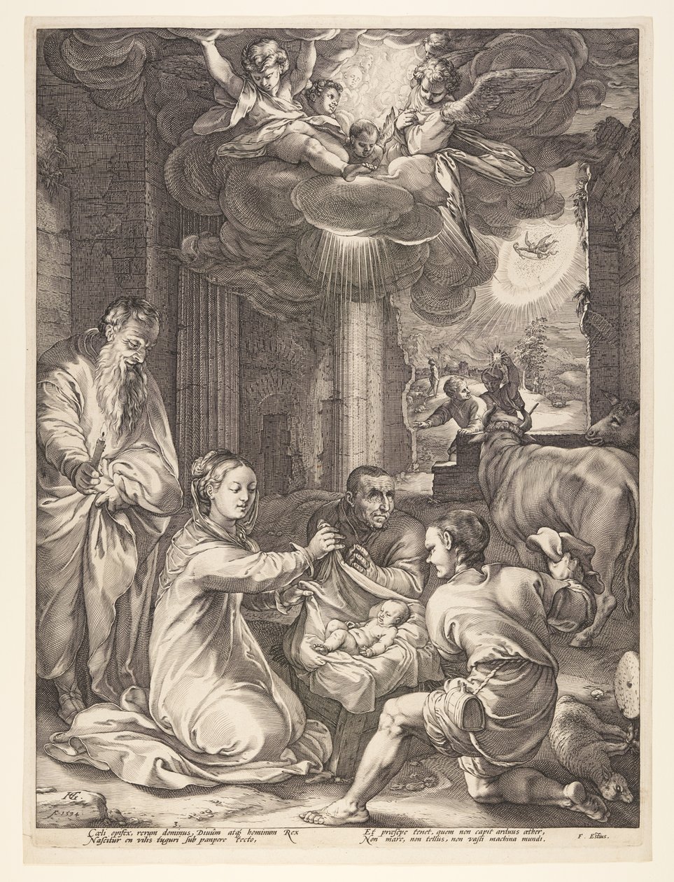The Adoration of the Shepherds, from The Birth and Early Life of Christ by Hendrick Goltzius