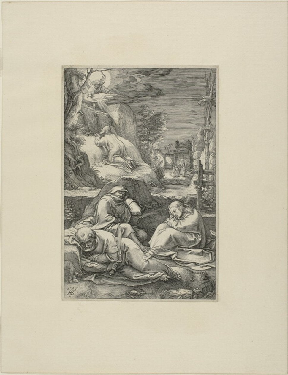 The Agony in the Garden, plate two from The Passion of Christ by Hendrick Goltzius