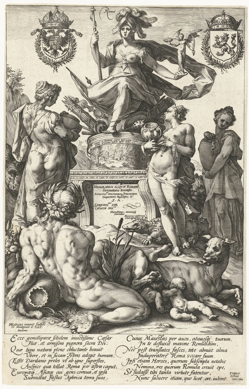 Title Print for Print Series The Roman Heroes by Hendrick Goltzius