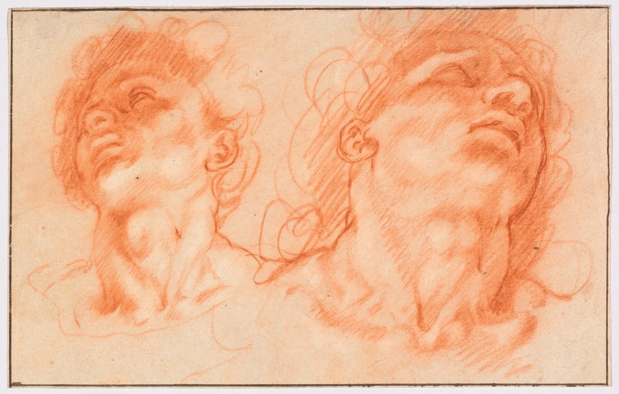 Two Male Heads after the Antique, the Sons of Laocoön by Hendrick Goltzius