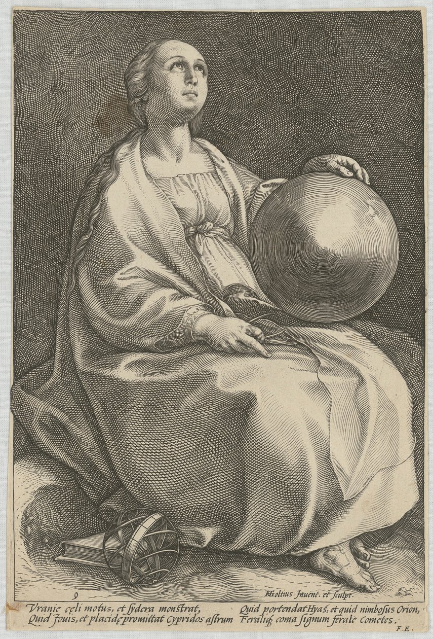 Urania, Plate 9 of the Series "Nine Muses" by Hendrick Goltzius