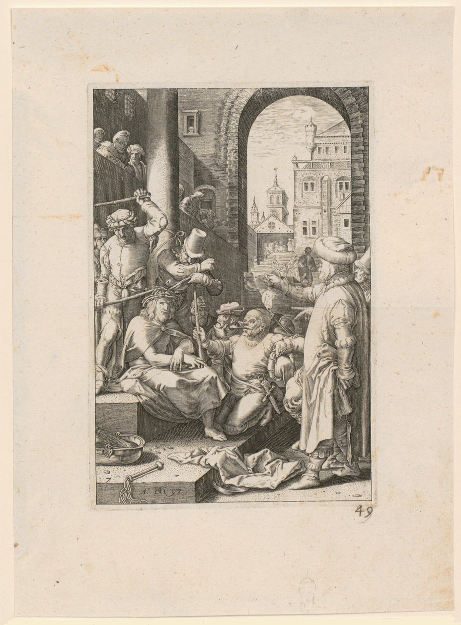 Mocking of Christ, Plate 7 from the Series "The Passion" by Hendrick Goltzius