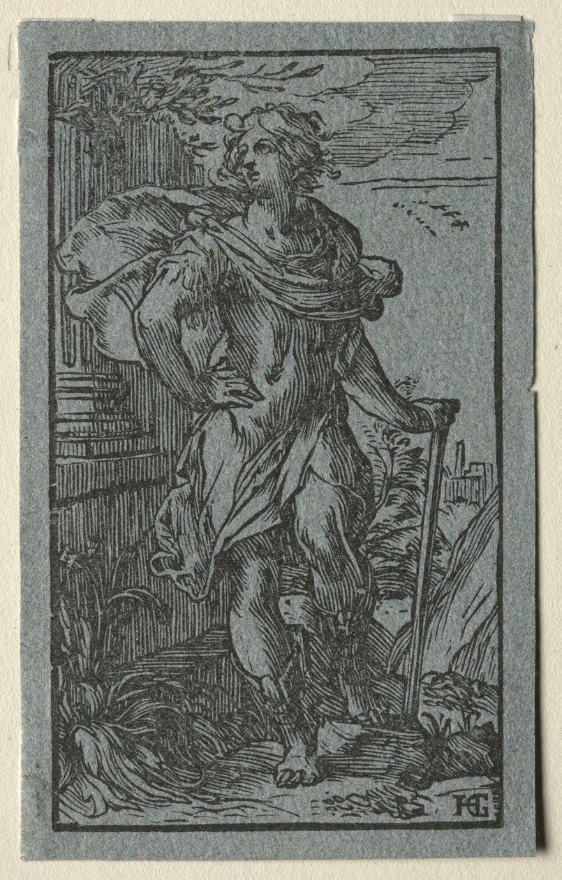 Young Man Standing with a Cane by Hendrick Goltzius