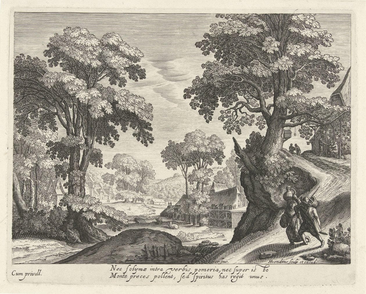 Landscape with a Farmer Couple on a Country Road by Hendrick Hondius (I)