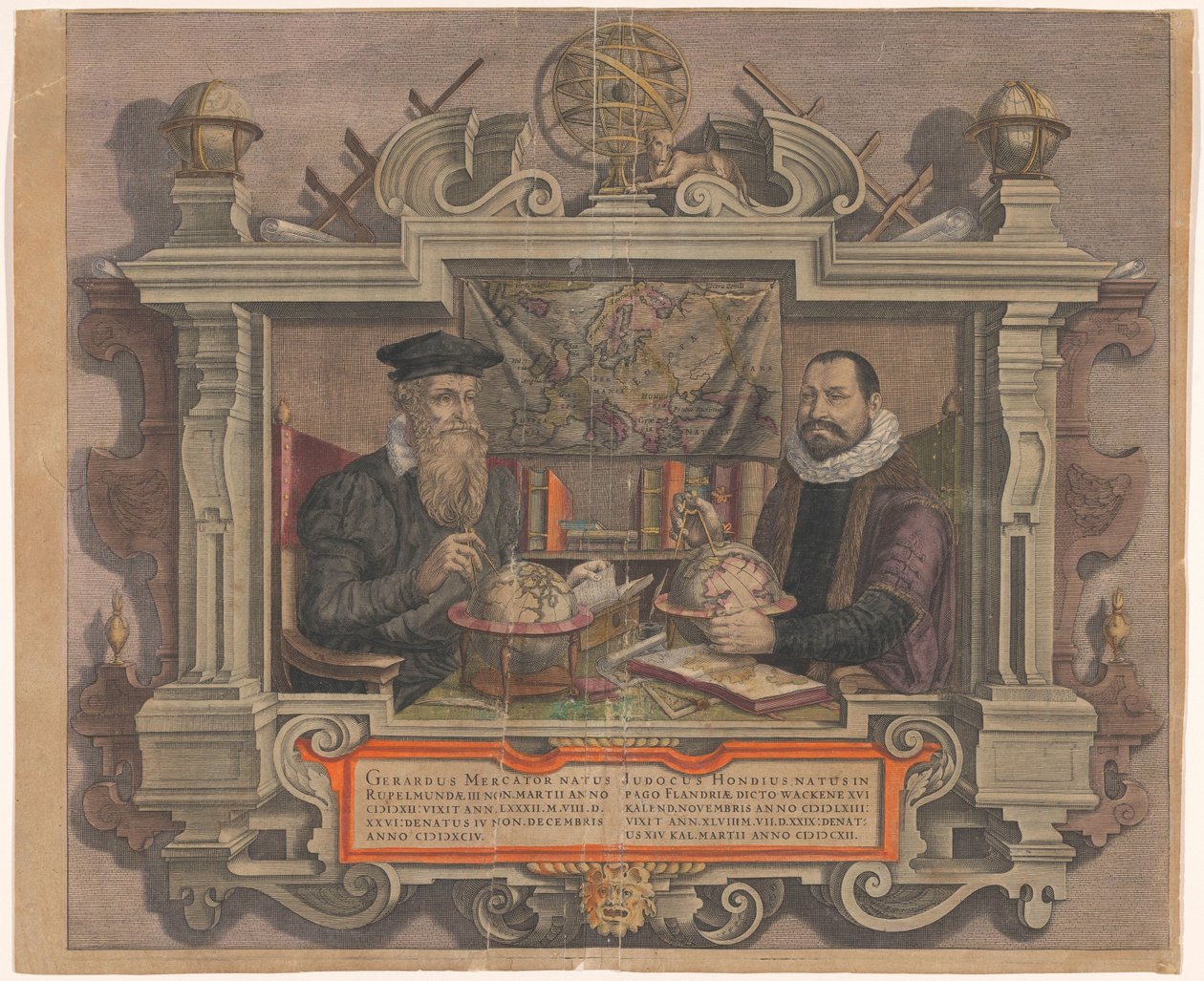 Portrait of Jodocus Hondius and Gerard Mercator by Hendrick Hondius (rejected attribution)