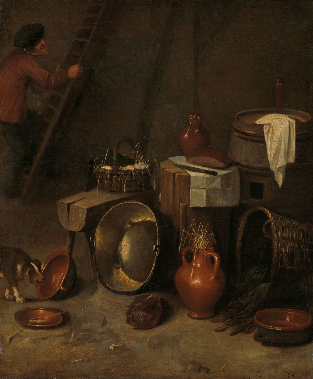 Still Life in a Stable by Hendrick Potuyl