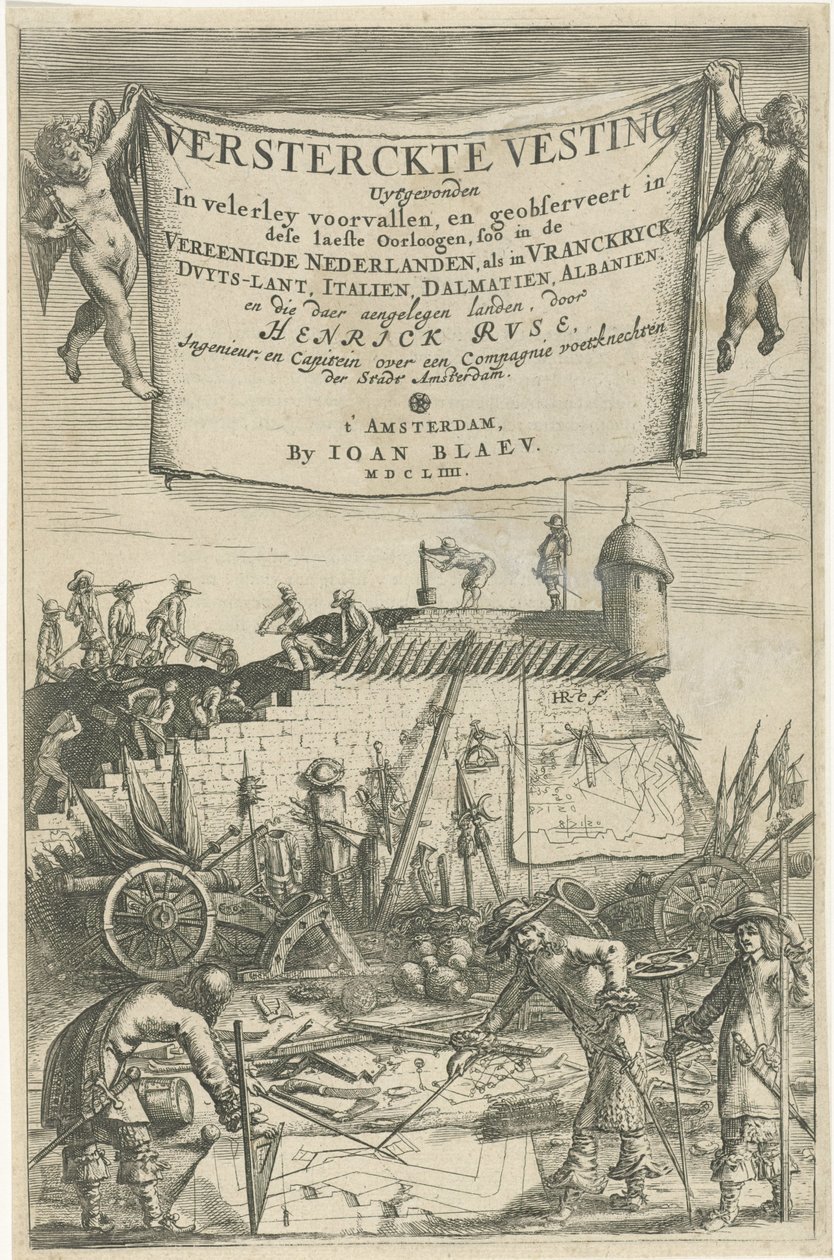 Title Page for Henrich Ruse, Fortified Fortress, 1654 by Hendrick baron van Ruse