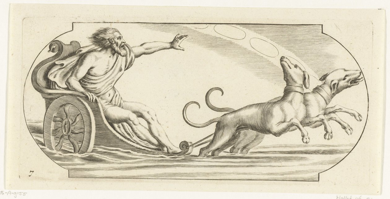 Mars on a chariot (series title: New Book of Gods and Goddesses of the Sea) by Hendrick de Keyser (I)