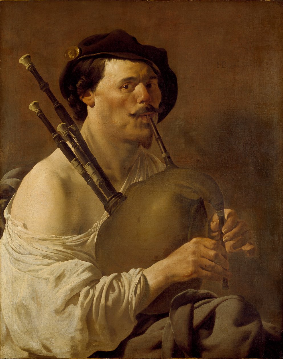 Portrait of a Man Playing the Bagpipes, 1624 by Hendrick ter Brugghen