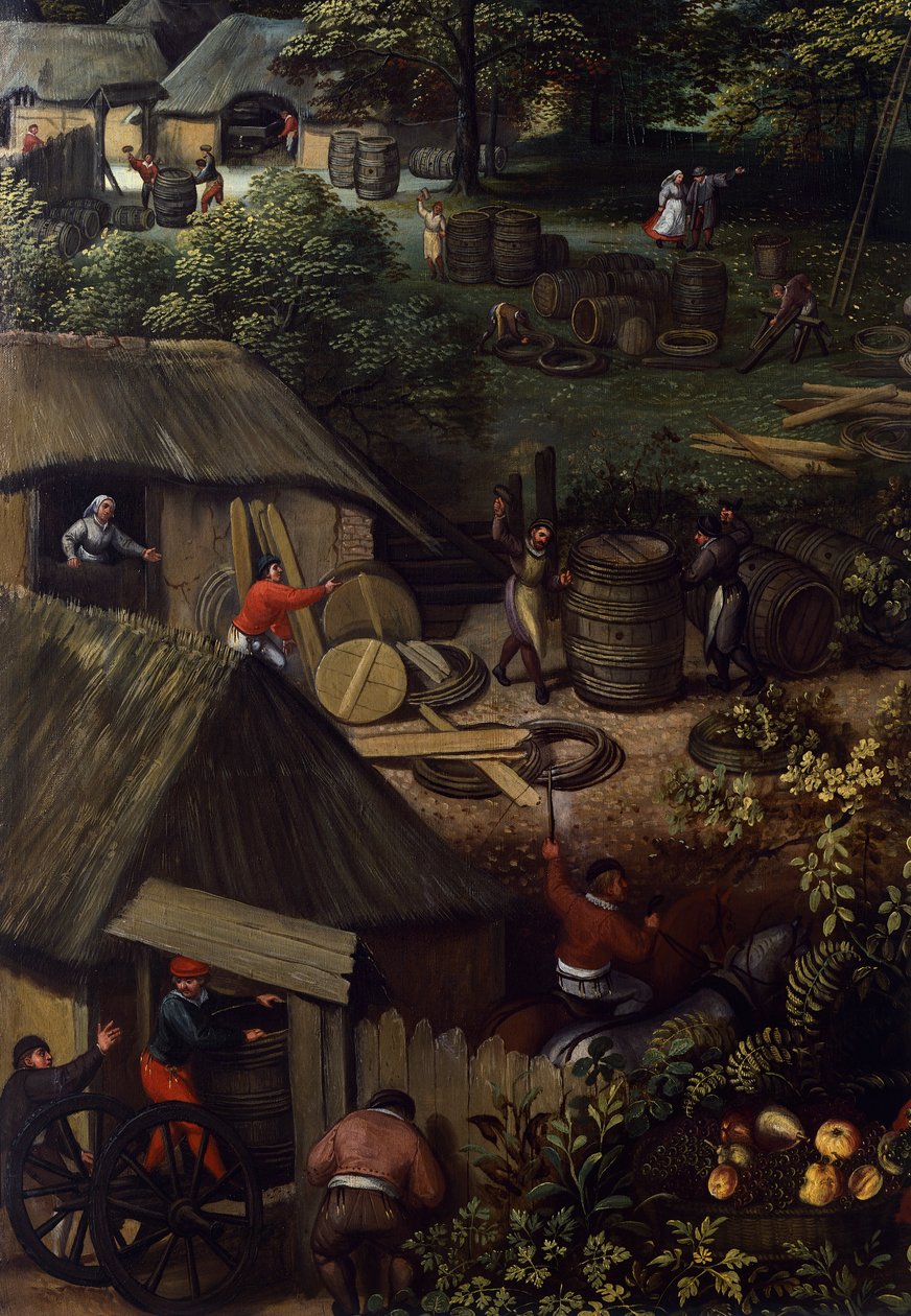 Autumn harvest landscape (detail) by Hendrick van den (1530 97) Broeck