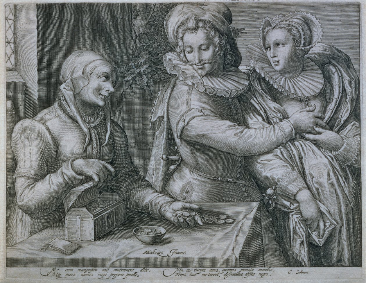 A Young Man Choosing Love of Beauty rather than Riches (engraved by Jacob Matham) by Hendrik Goltzius