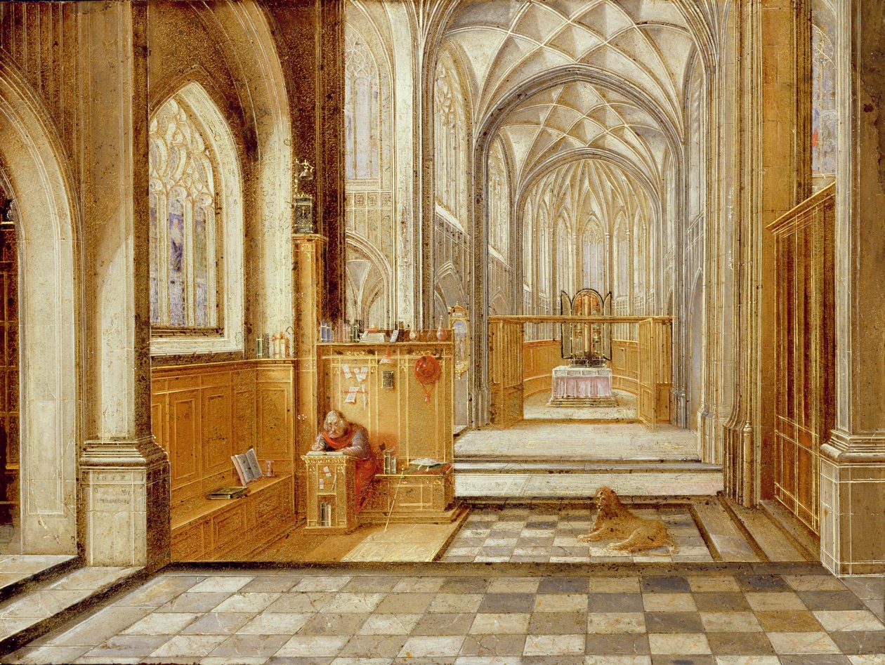 St Jerome in a Gothic Church by Hendrik the Younger Steenwyck