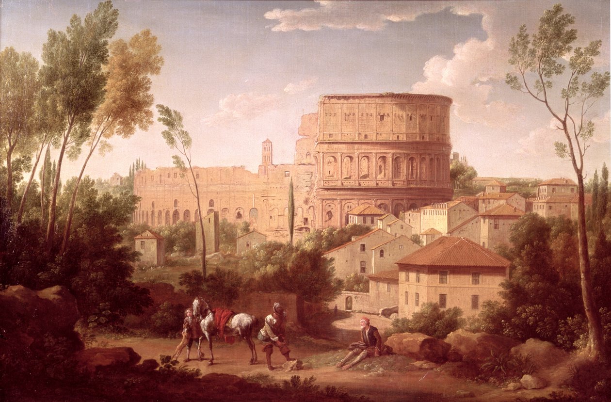 A View of the Colosseum with a Traveller by Hendrik van Lint