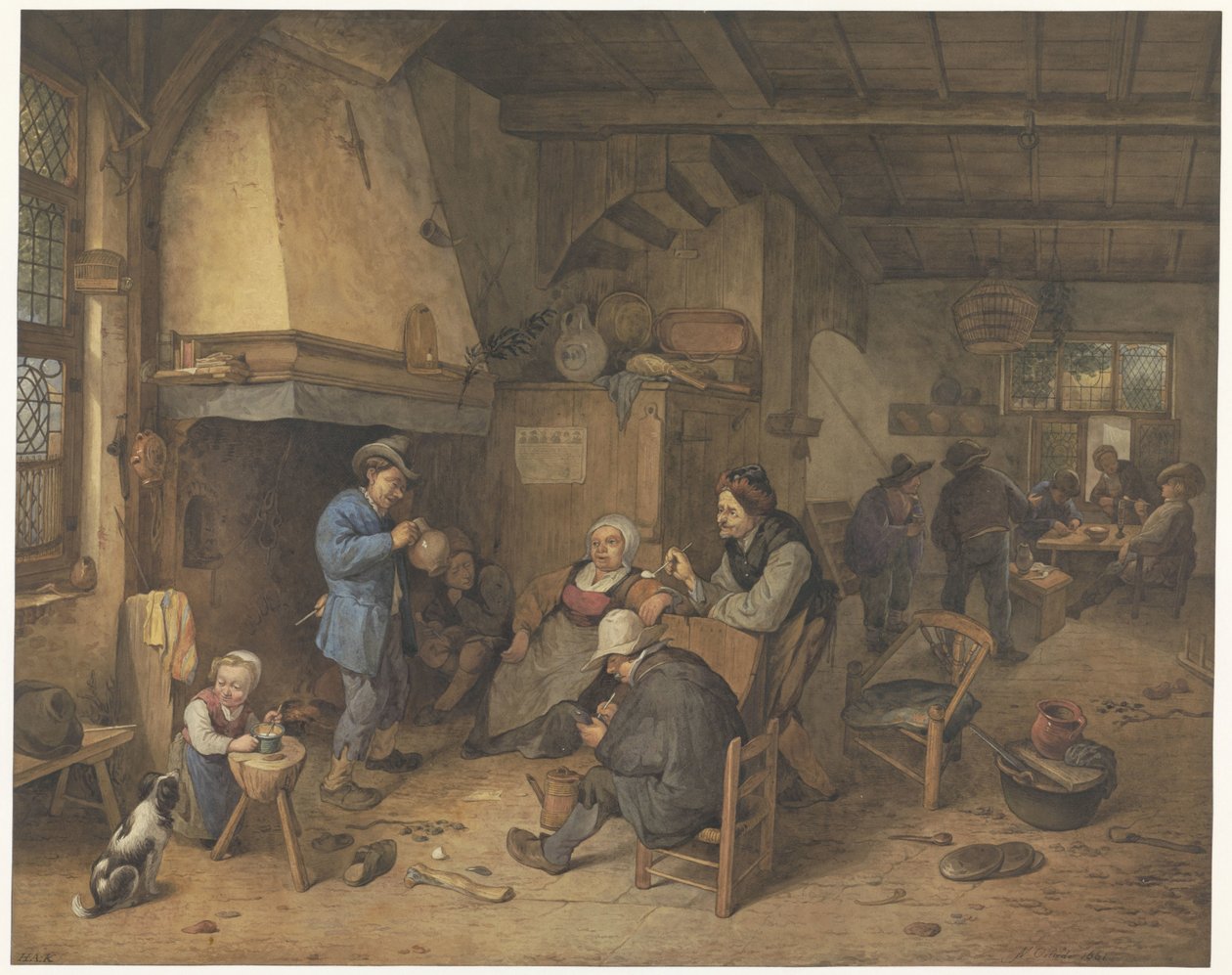 Peasant Company Indoors by Hendrik Abraham Klinkhamer