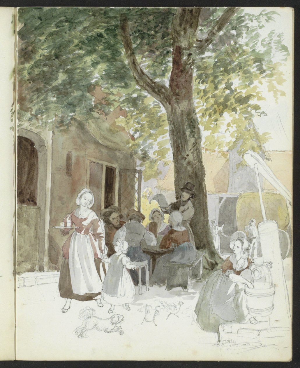 Village Street with a Well and Figures by Hendrik Abraham Klinkhamer