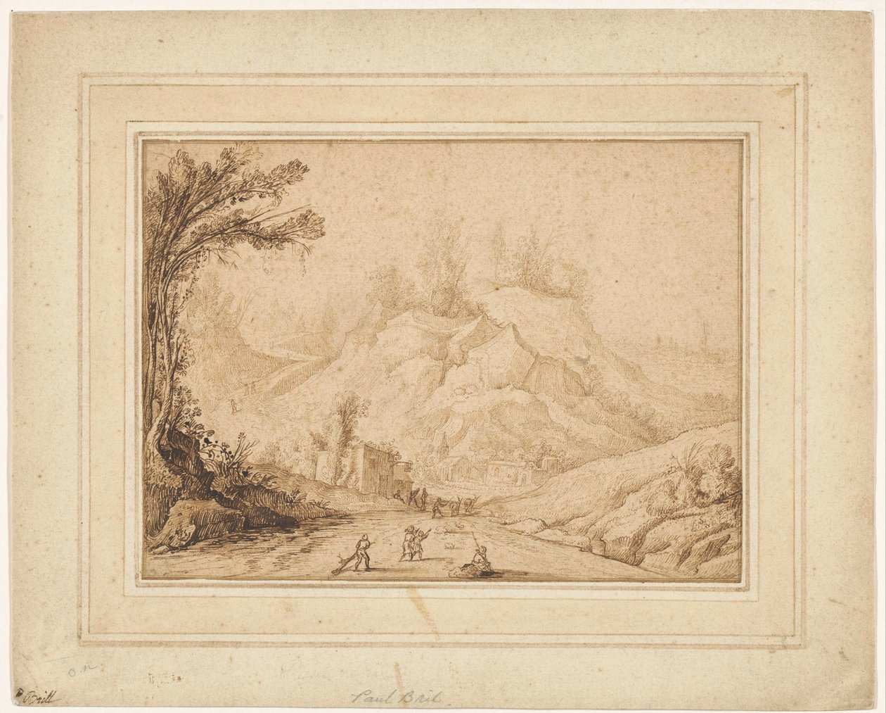 Mountain Landscape with Figures on a Road near an Inn by Hendrick Cornelisz. Vroom
