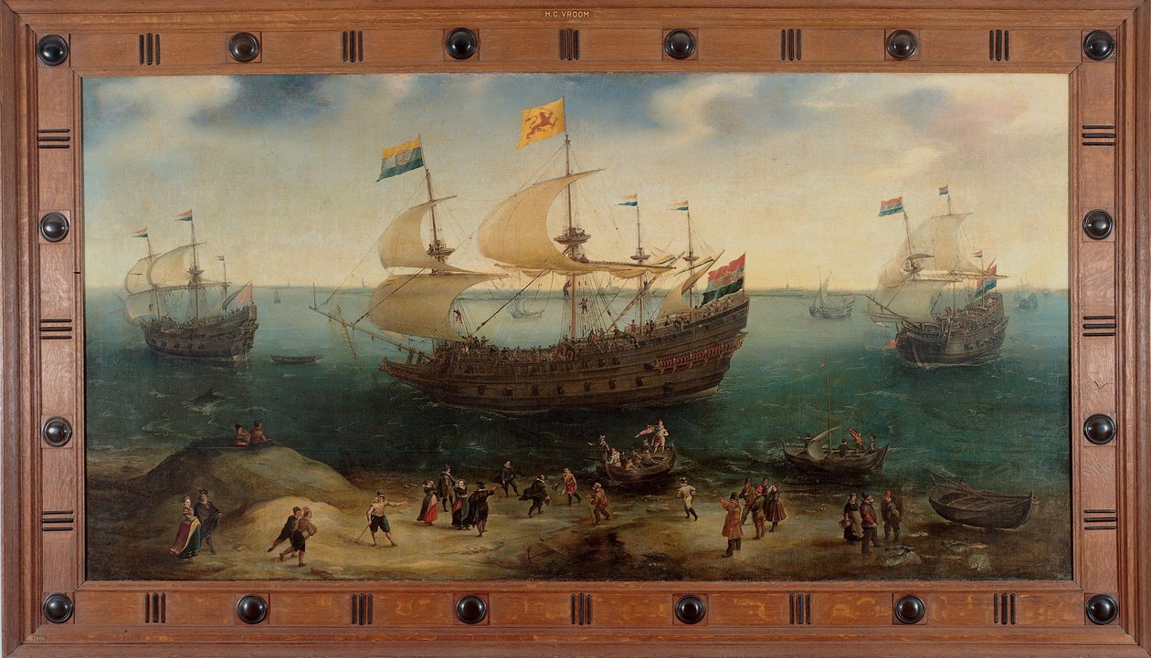 The Amsterdam Four-Masted Ship De Hollandse Tuyn and Other Ships Return from Brazil under Command of Paulus van Caerden by Hendrick Cornelisz. Vroom