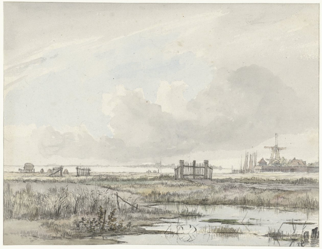 Marshy Landscape Outside a City by Hendrik Gerrit ten Cate