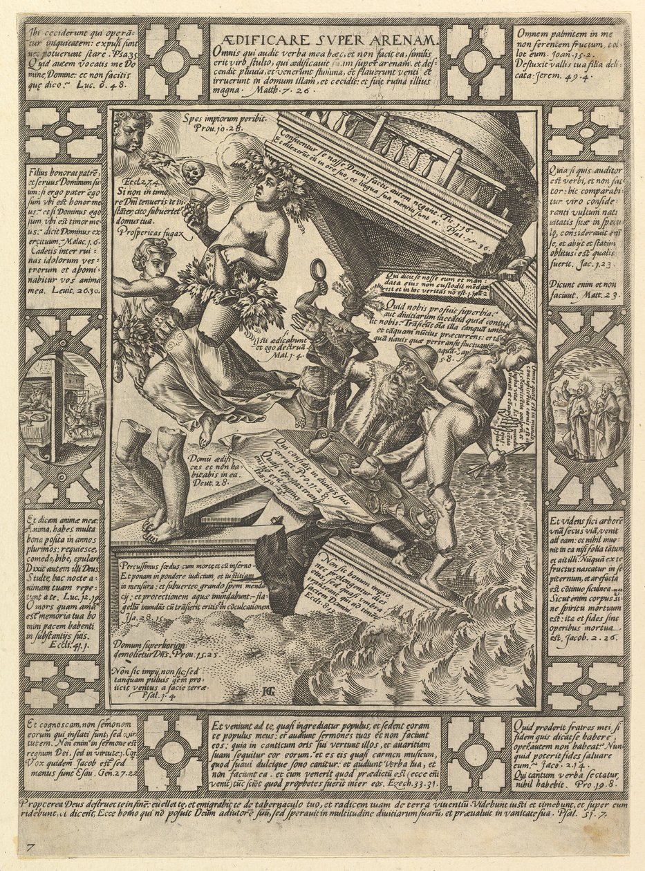 Aedificare Super Arenam, from Allegories of the Christian Faith by Hendrik Goltzius