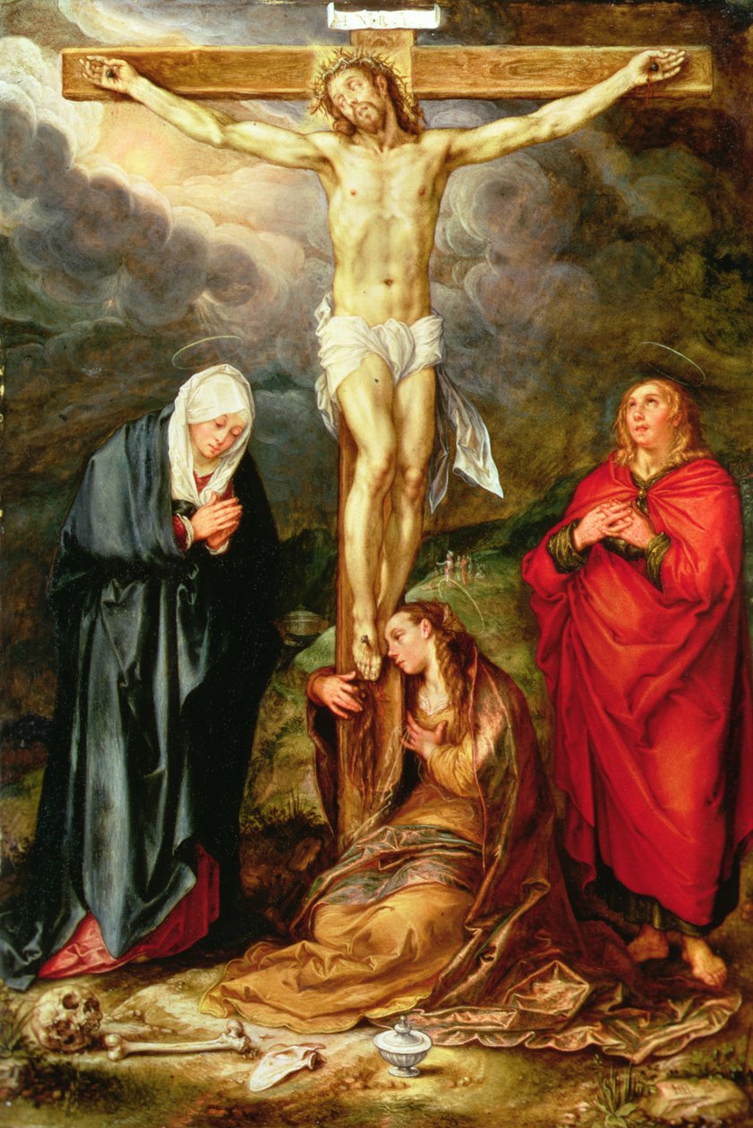 Christ on the Cross, with Mary, St John and the Magdalene, c.1600 by Hendrik Goltzius