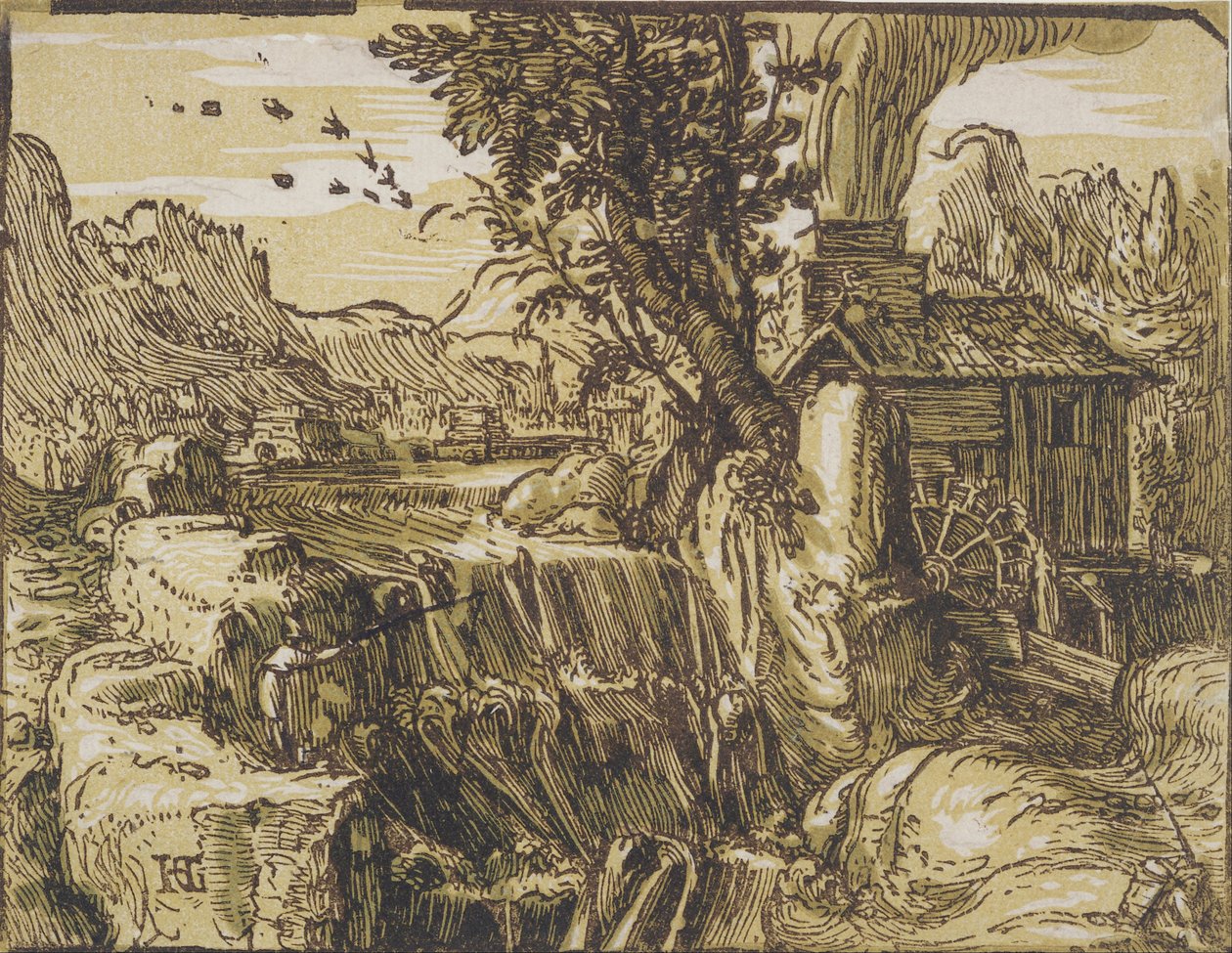 Landscape with a Waterfall by Hendrik Goltzius
