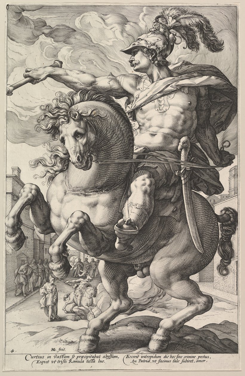 Marcus Curtius, from the Series The Roman Heroes by Hendrik Goltzius