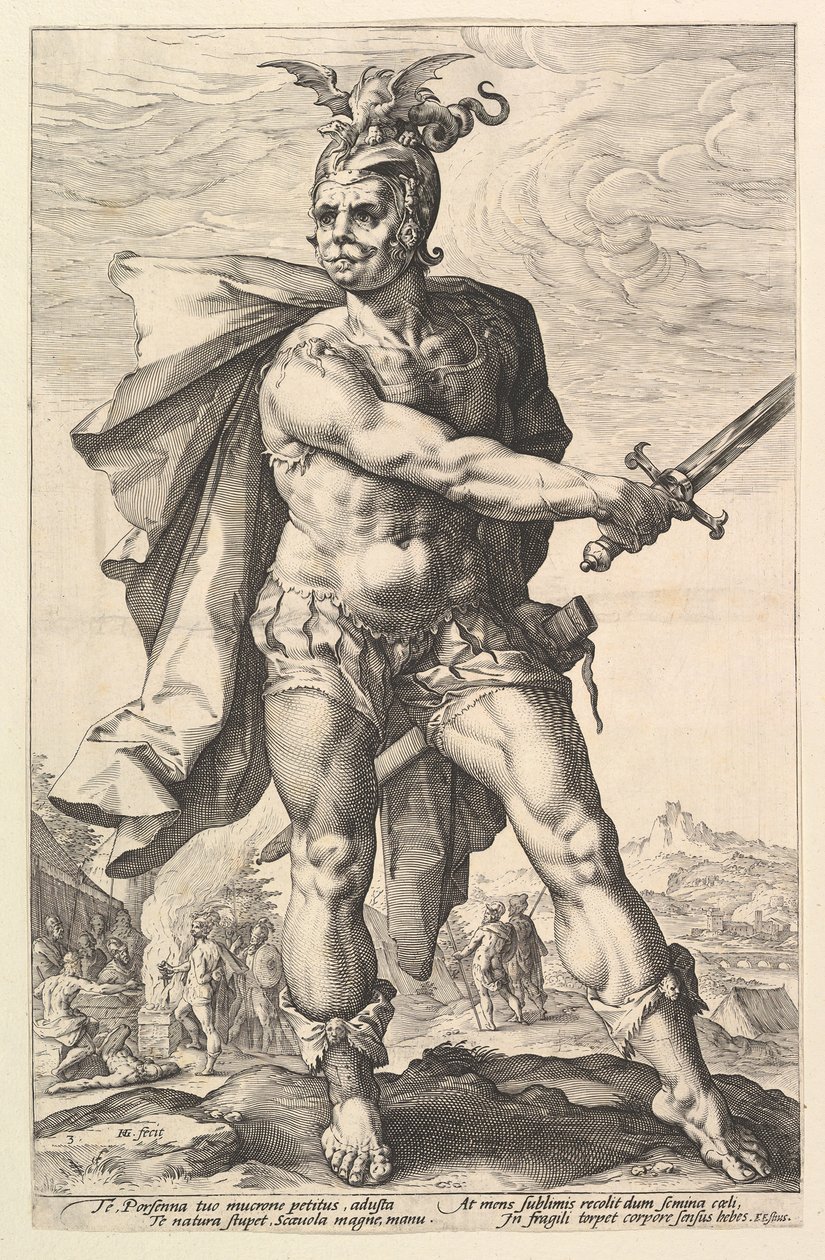 Mucius Scaevola, from the Series The Roman Heroes by Hendrik Goltzius