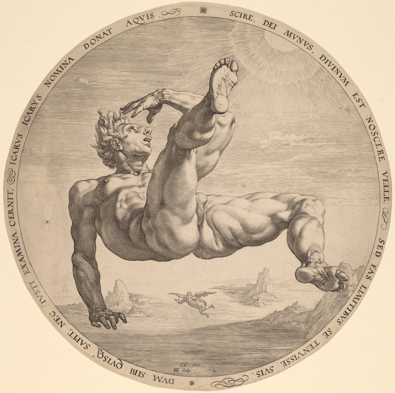 Icarus by Hendrik Goltzius, after Cornelis Cornelisz van Haarlem