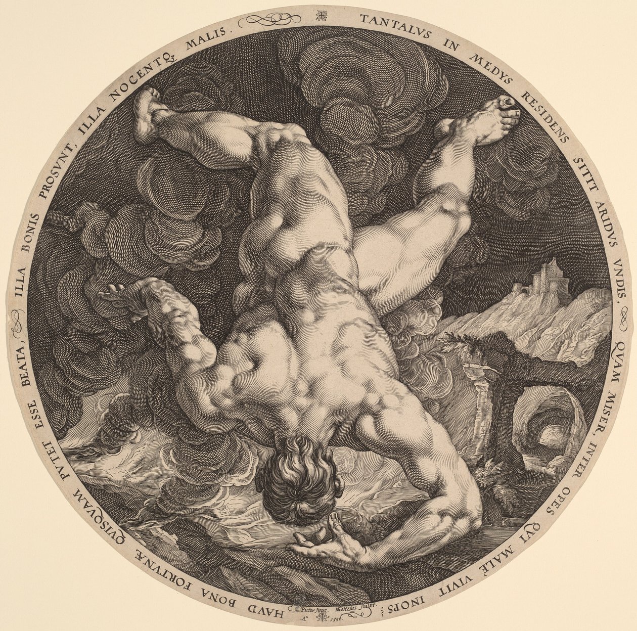 Tantalus by Hendrik Goltzius, after Cornelis Cornelisz van Haarlem