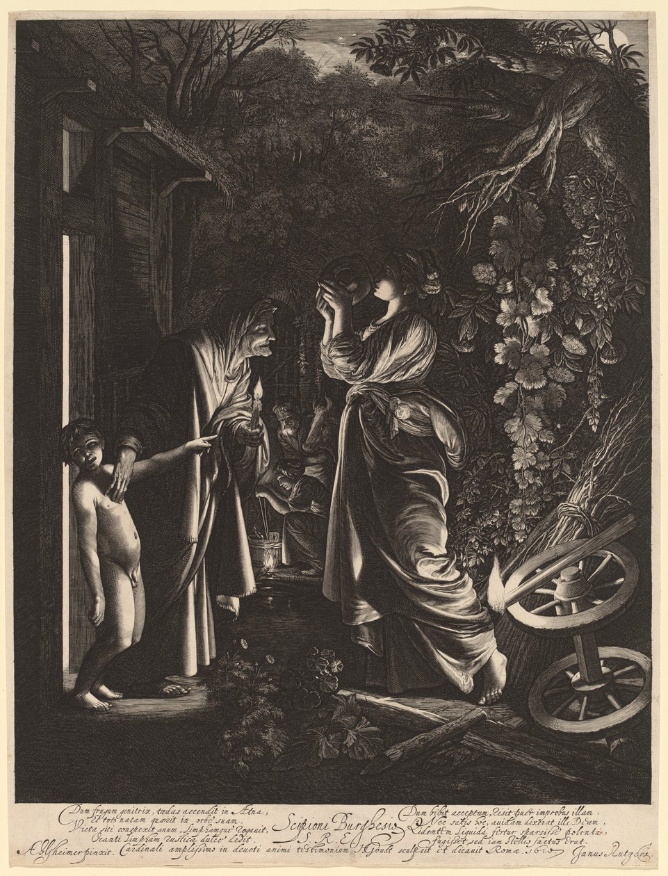 The Mocking of Ceres by Hendrik Goudt after Adam Elsheimer
