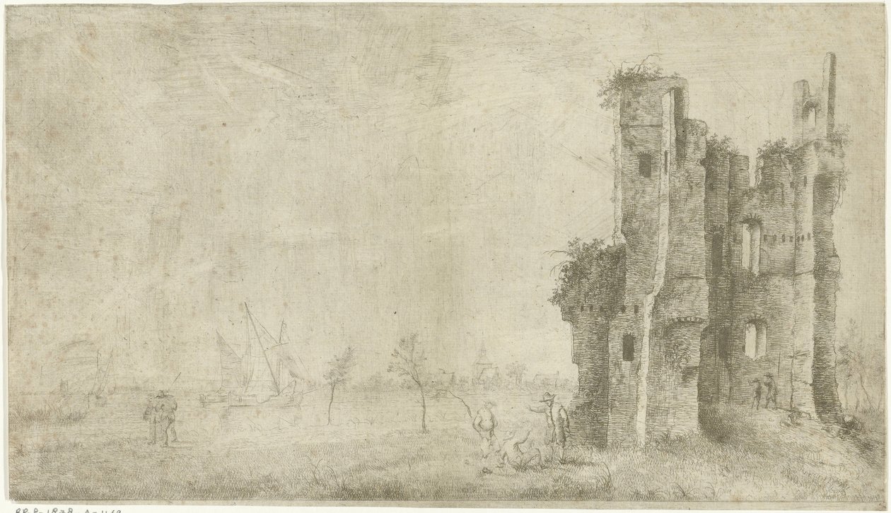 Ruins of Huis te Merwede near Dordrecht by Hendrik Kobell
