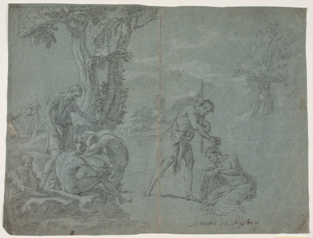 The Baptism of Christ. Antique Study after a Representation by Simone Cantarini by Hendrik Krock