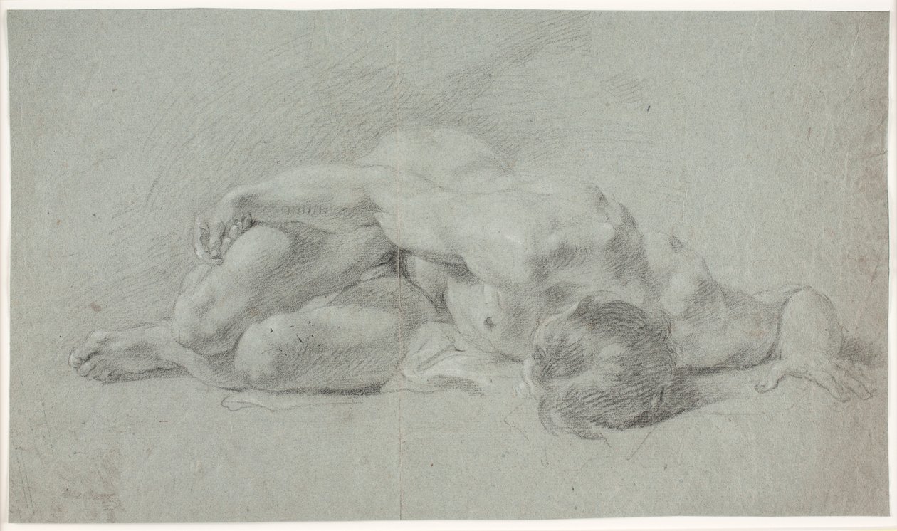 Male Model Study, Lying, Curled Up by Hendrik Krock