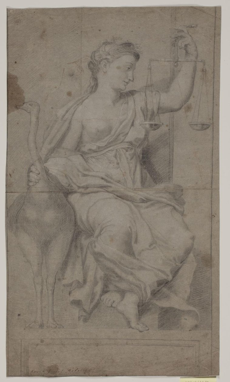Seated Justitia. (Study after Figure in Sala di Costantino, Vatican, Rome) by Hendrik Krock