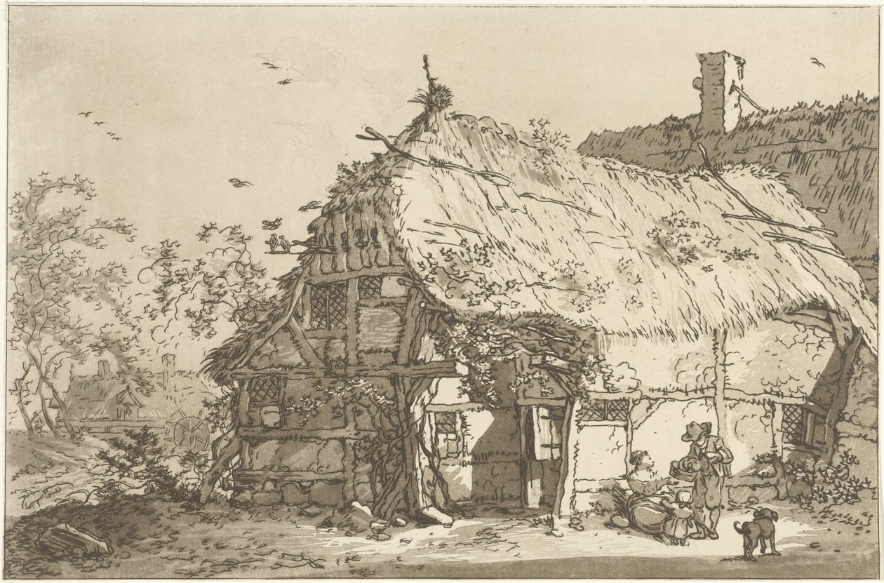Farm with a Family in the Yard (series title: Twelve Designs Calculated for the Use of Those Who Are Learning to Draw Landscape) by Hendrik Meijer