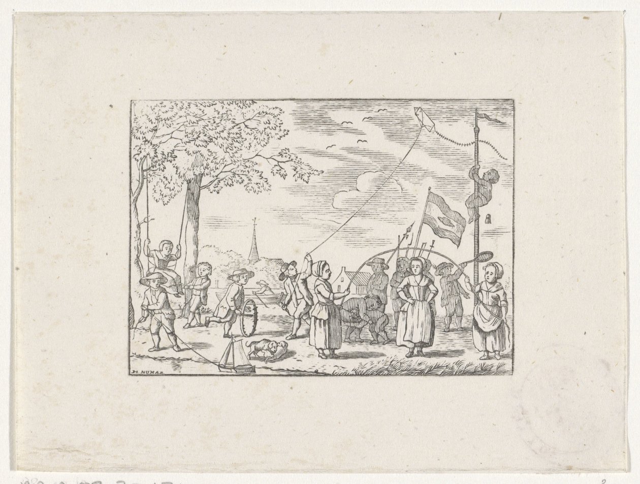 Children Playing Outside with Various Toys by Hendrik Numan