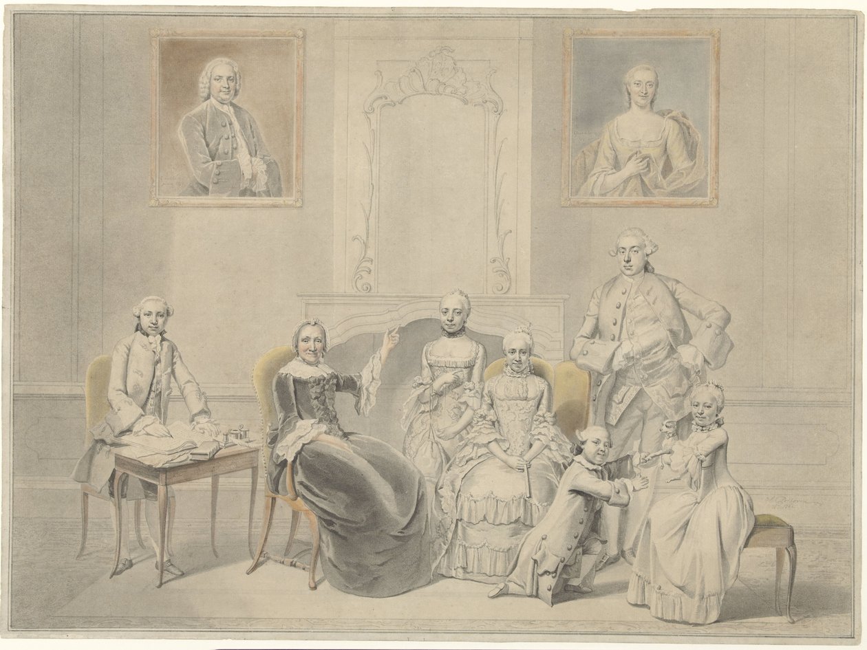 The Children of Pieter Cornelis Hasselaer and Clara Wendela Sautijn, Whose Portraits Hang on the Wall, with Their Grandmother Wendela Eleonora Reael by Hendrik Pothoven