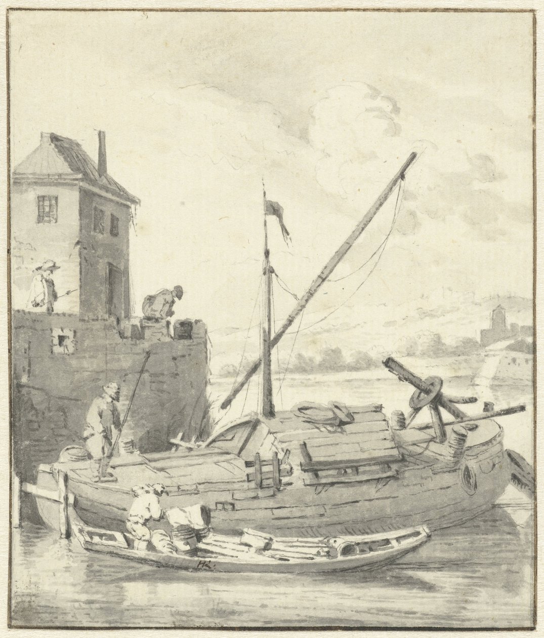 Boat by a City Wall by Hendrik Rietschoof