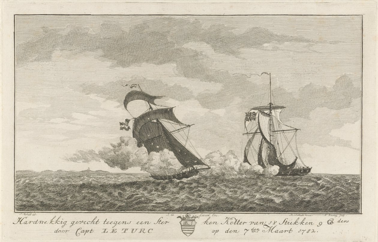 Battle Against a Strong Cutter, 1782 by Hendrik Roosing