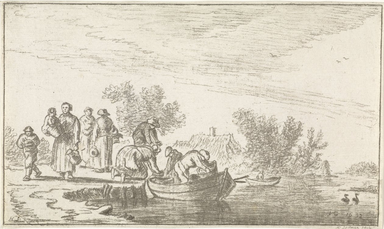 River View with Moored Rowboat by Hendrik Spilman