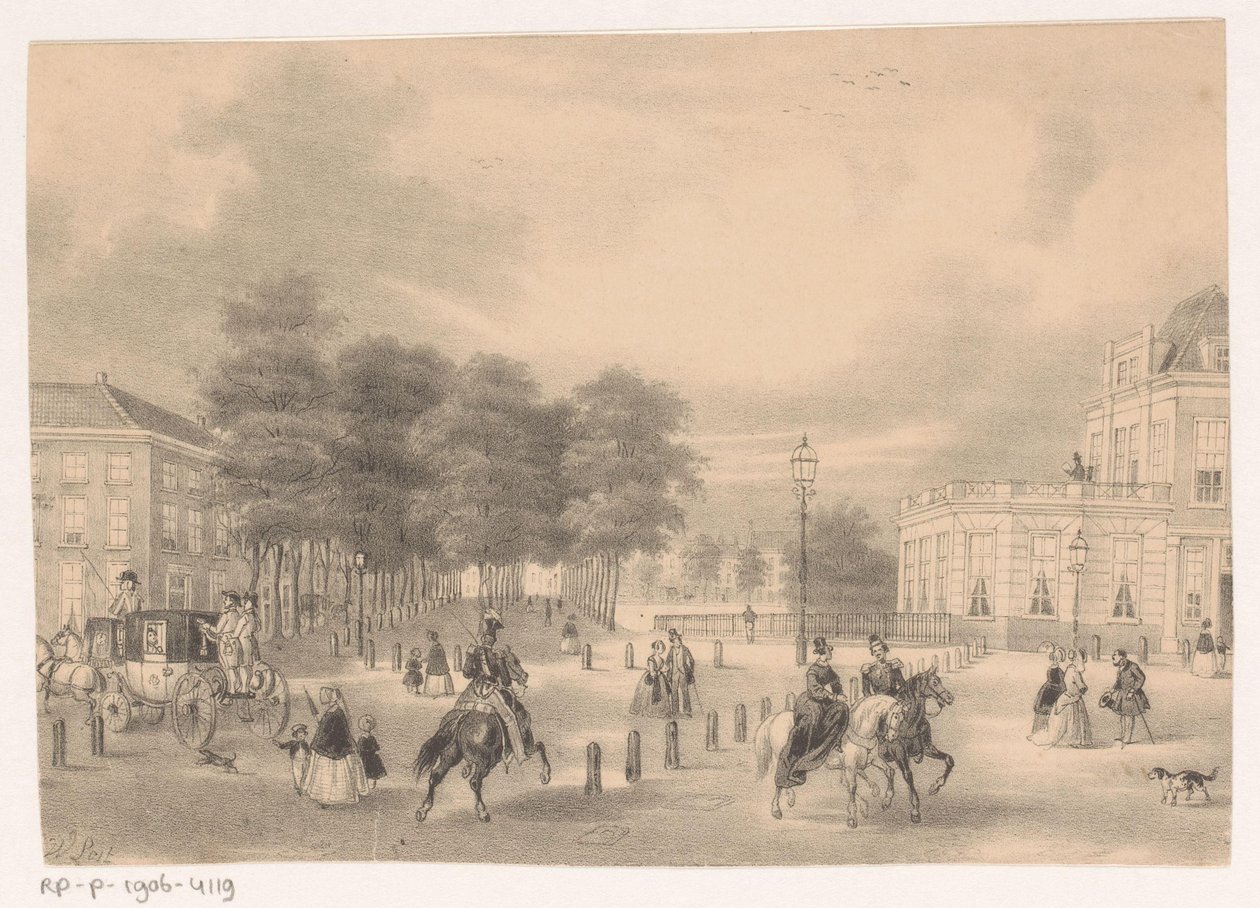 View from the Plaats to the Vijverberg in The Hague by Hendrik Wilhelmus Last