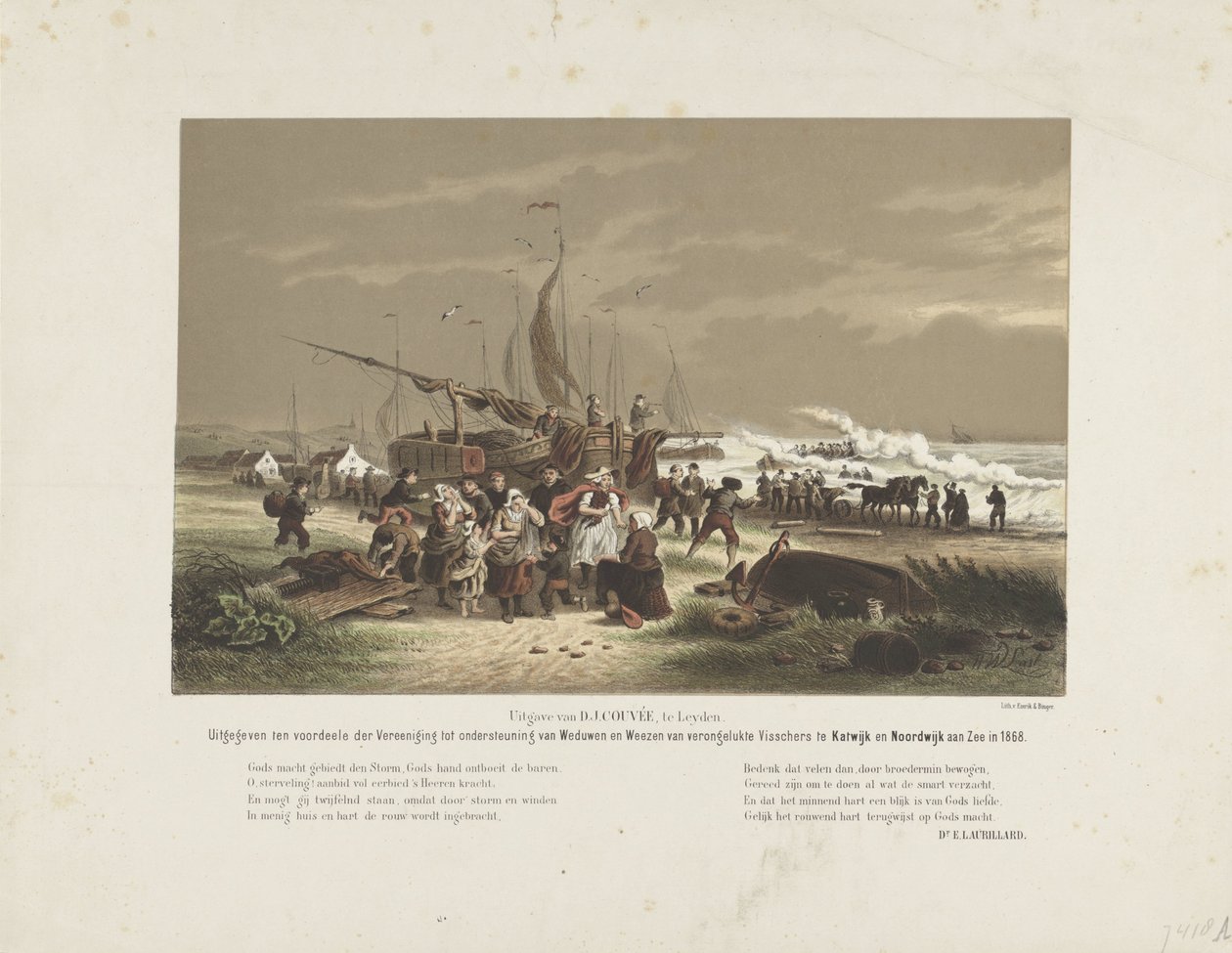 Beach Scene with Mourning Fisherwomen, 1868 by Hendrik Wilhelmus Last